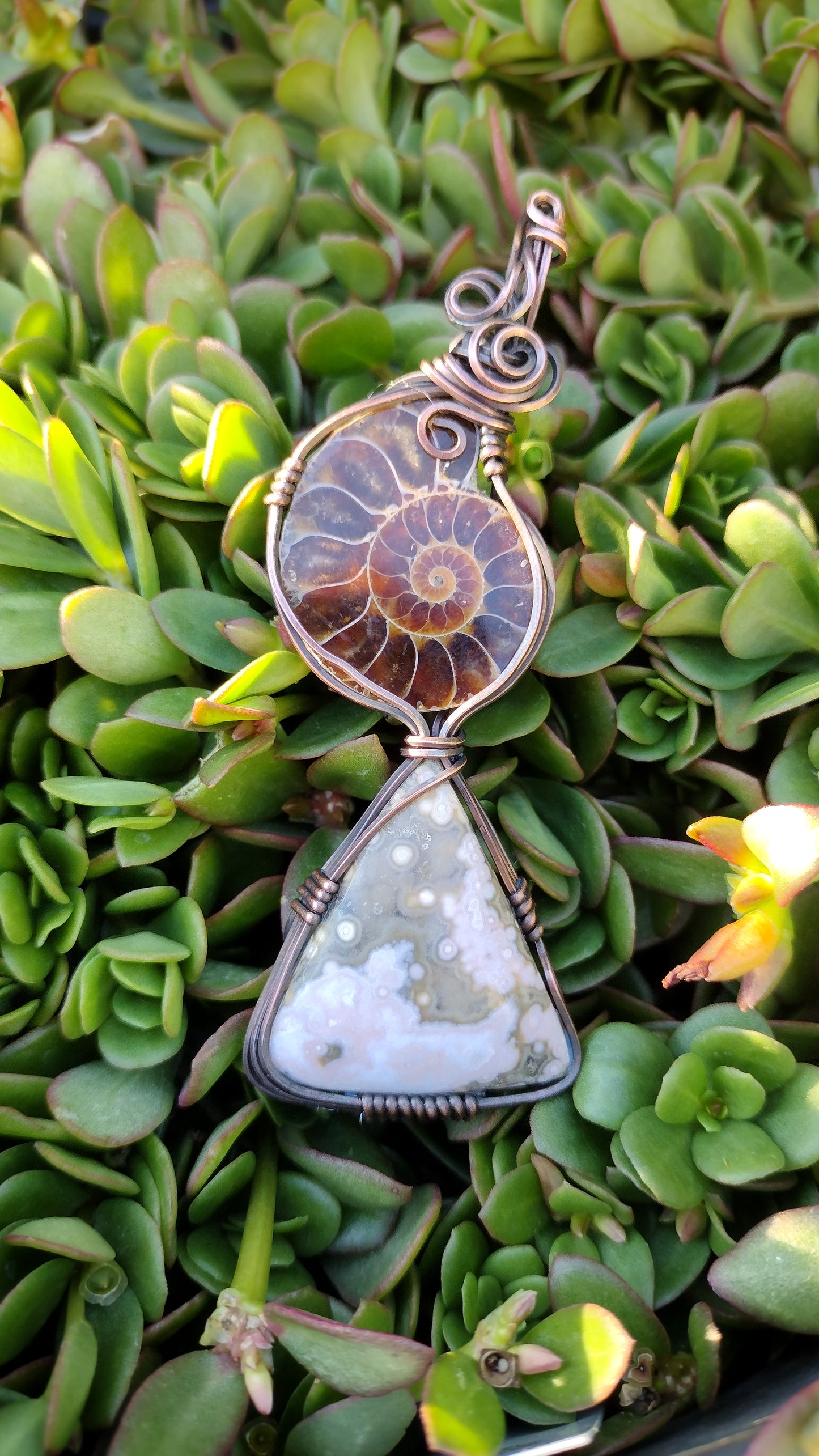 Ammonite 8th Vein Ocean Jasper Totem Pendant