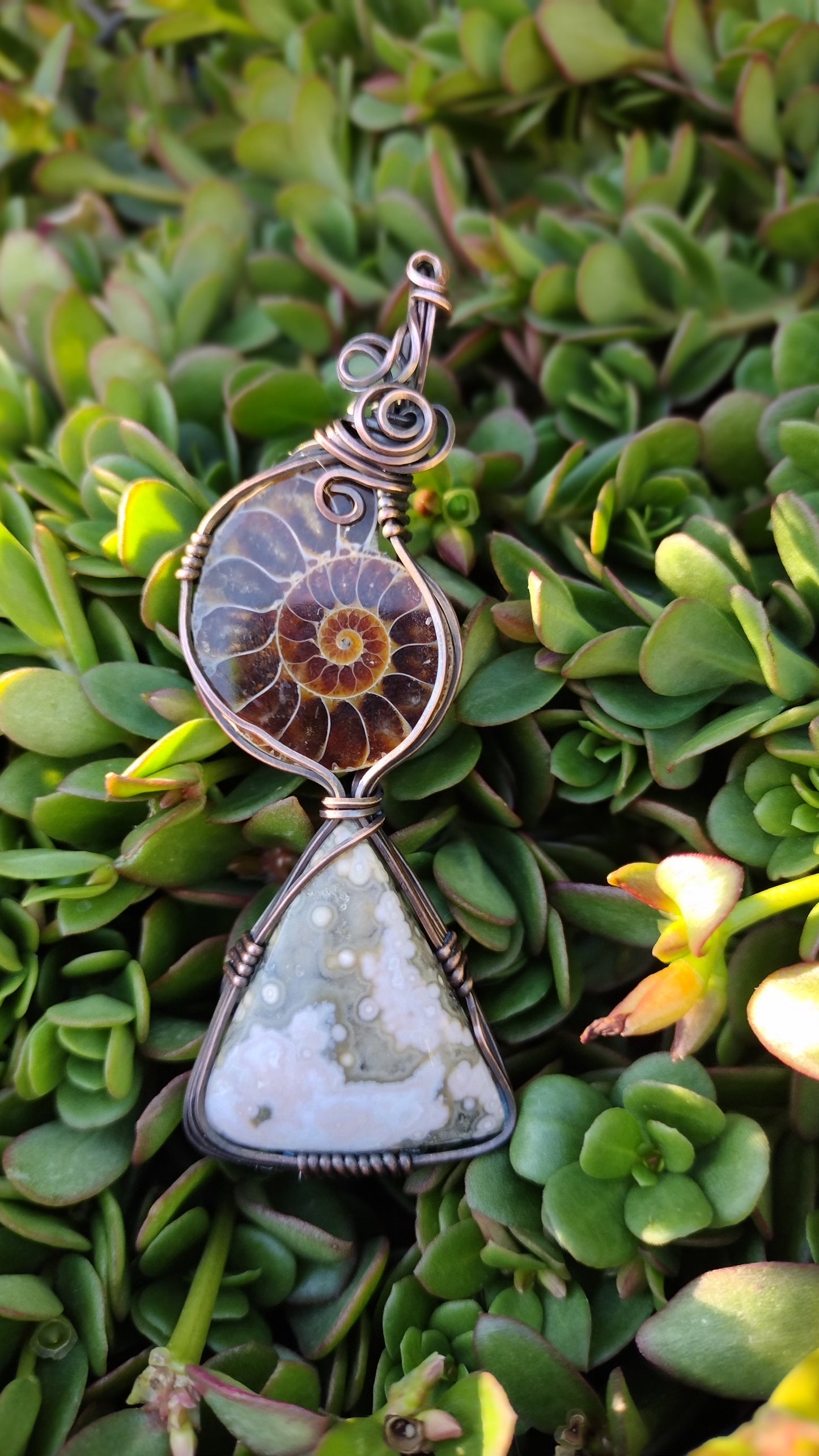 Ammonite 8th Vein Ocean Jasper Totem Pendant