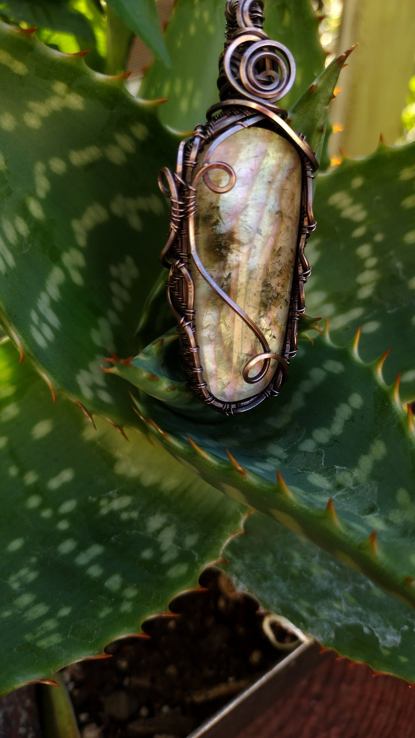 Abalone Actinolite Doublet Cabochon Pendant