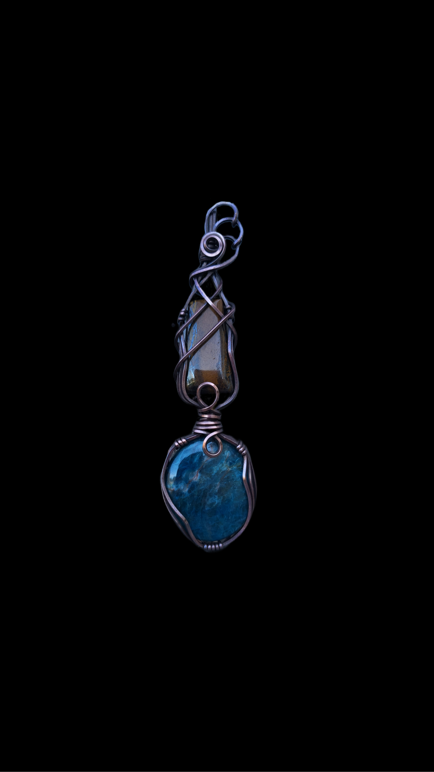 Tigers Eye & Blue Apatite Totem Pendant