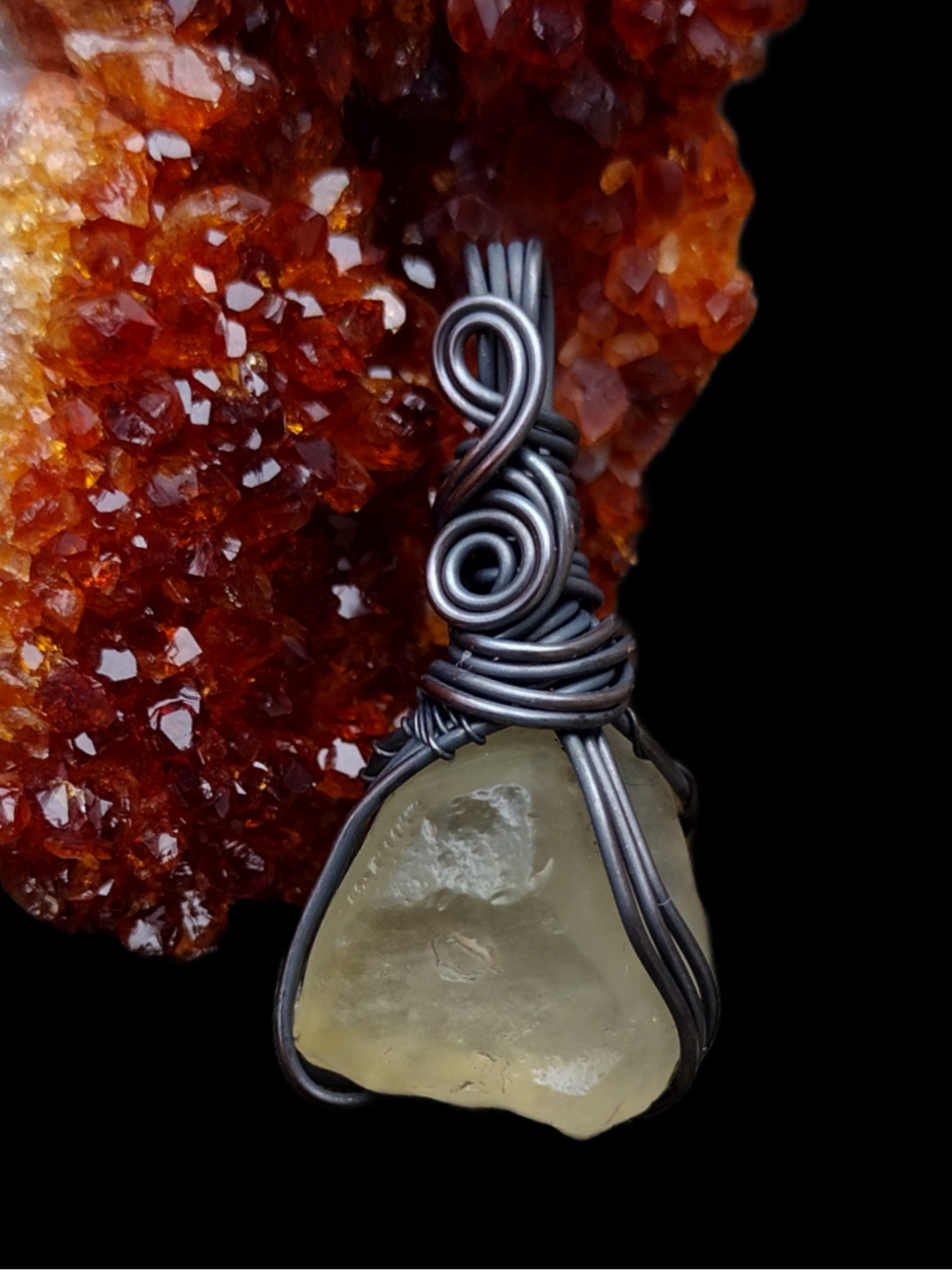 Libyan Desert Glass Copper Pendant