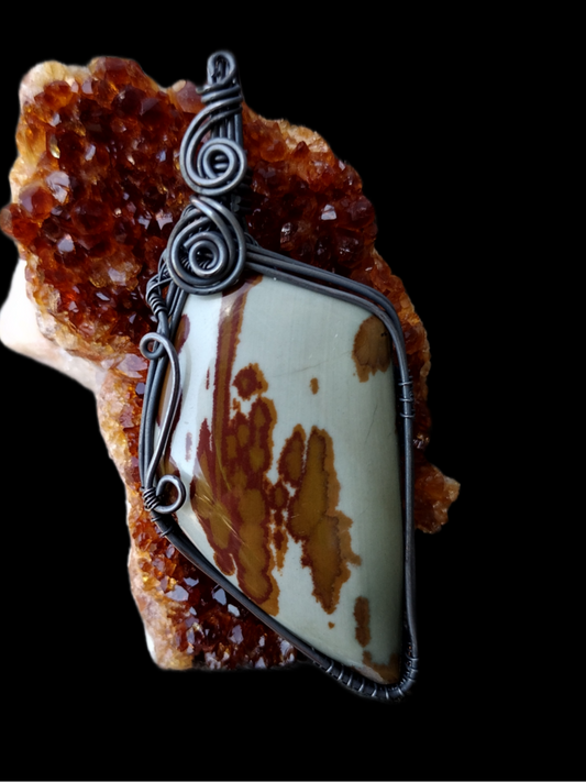 Owhyee Jasper Copper Wire Wrap Pendant