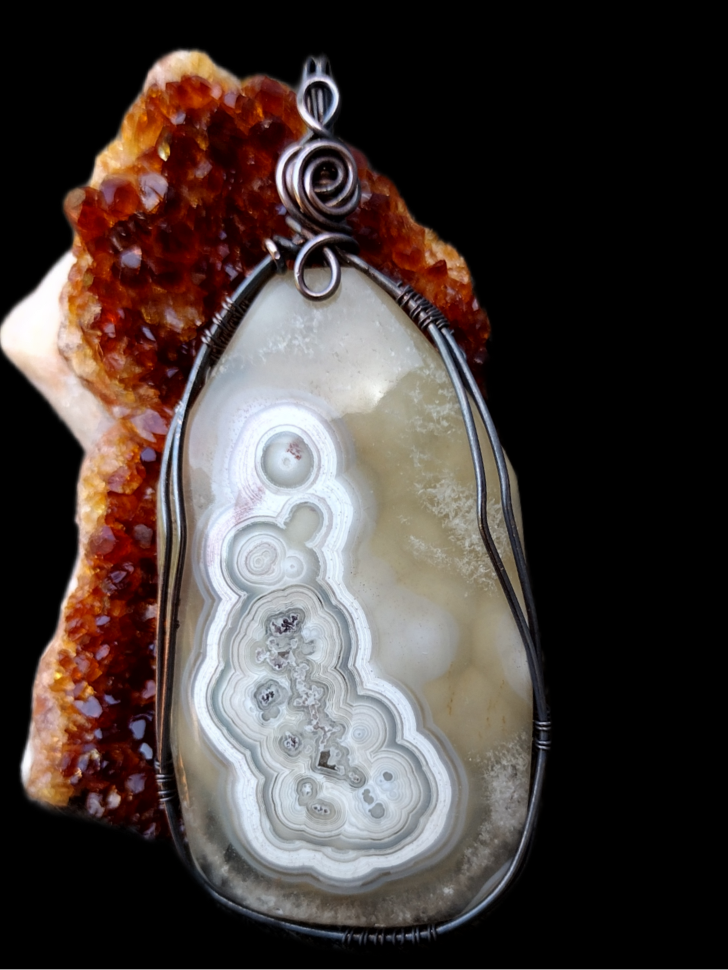 Orbicular Crazy Lace Agate Pendant