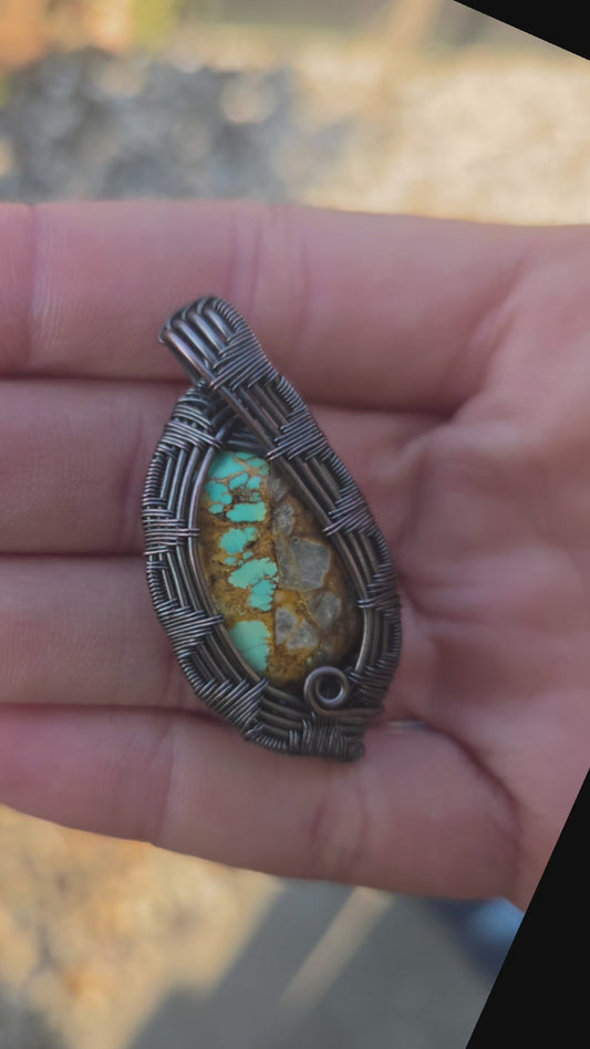 Royston Turquoise Artisan Cabochon Copper Pendant