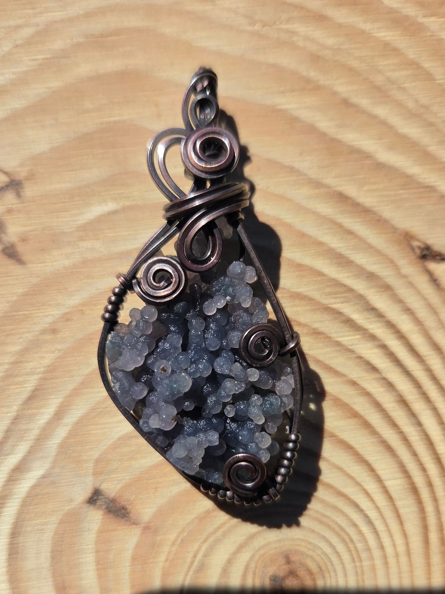 Grape Agate Cabochon Copper Pendant