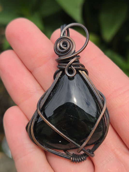 Green Velvet Obsidian Cabochon Pendant