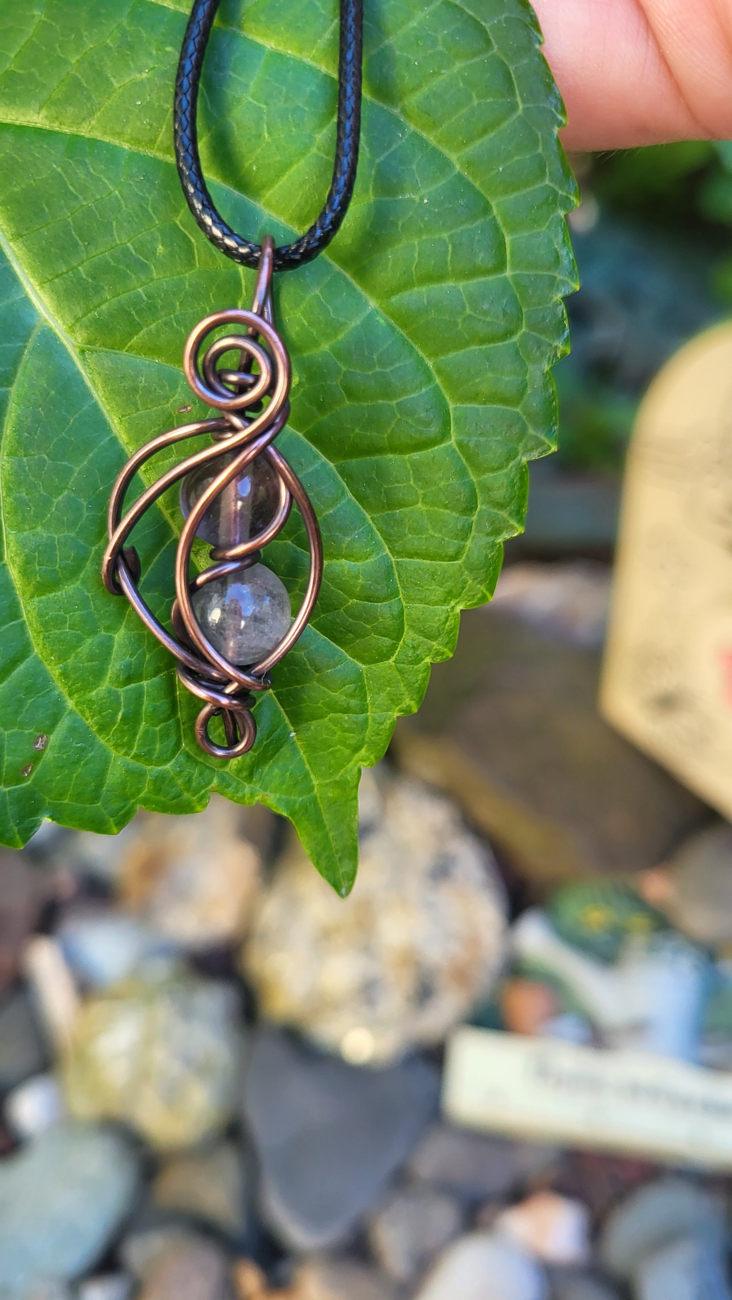 Fluorite Bead Copper Wire Wrap Pendant