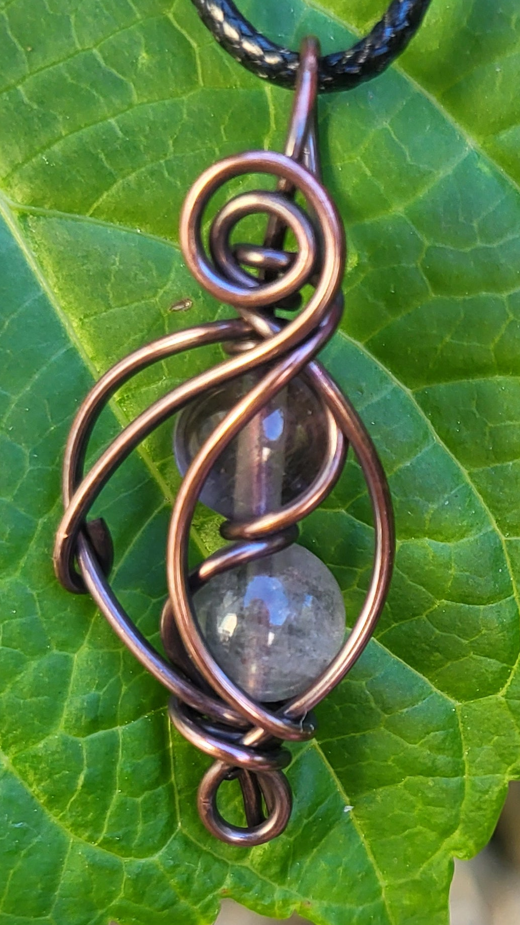 Fluorite Bead Copper Wire Wrap Pendant