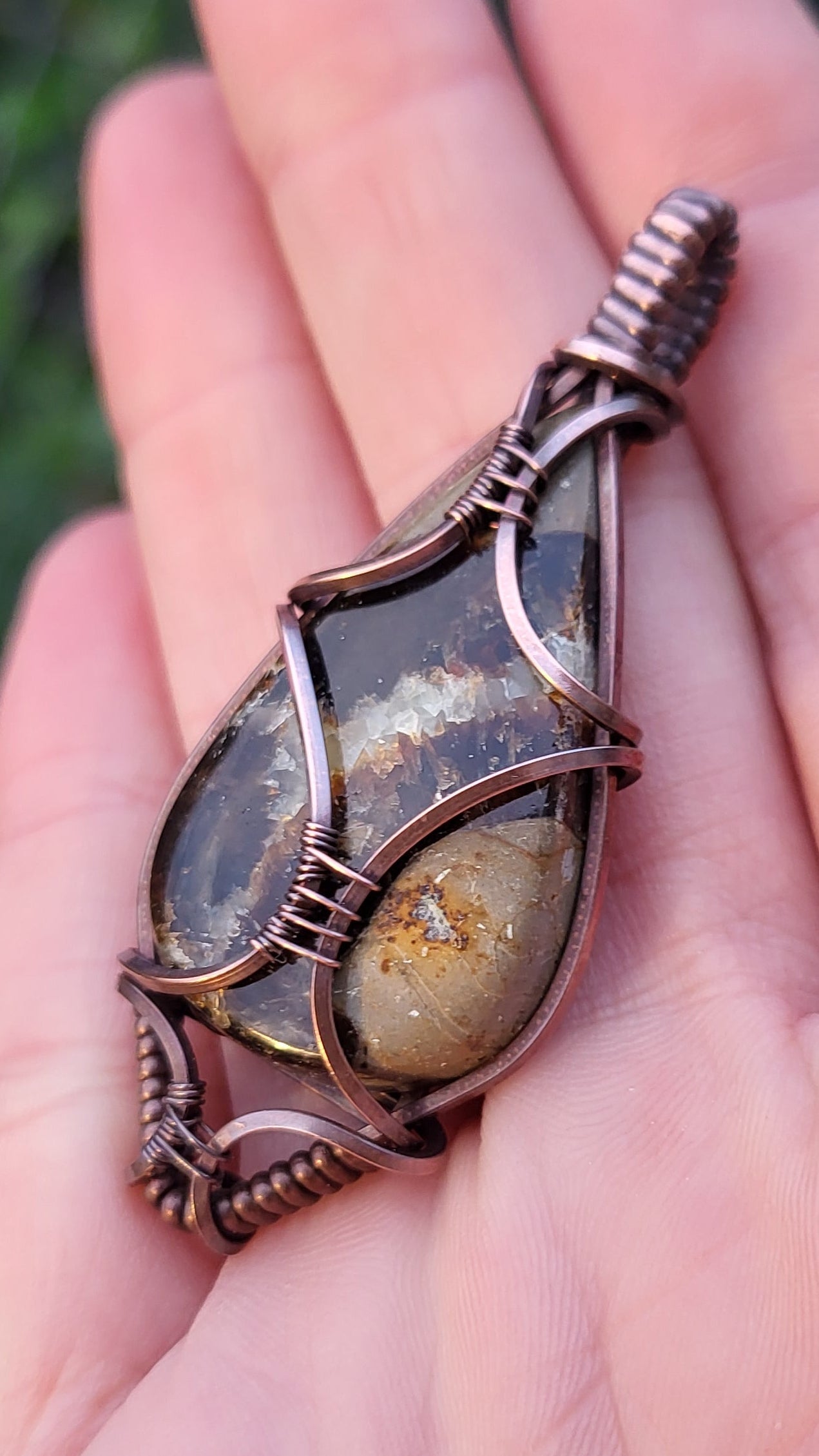 Septarian & Copper Pendant