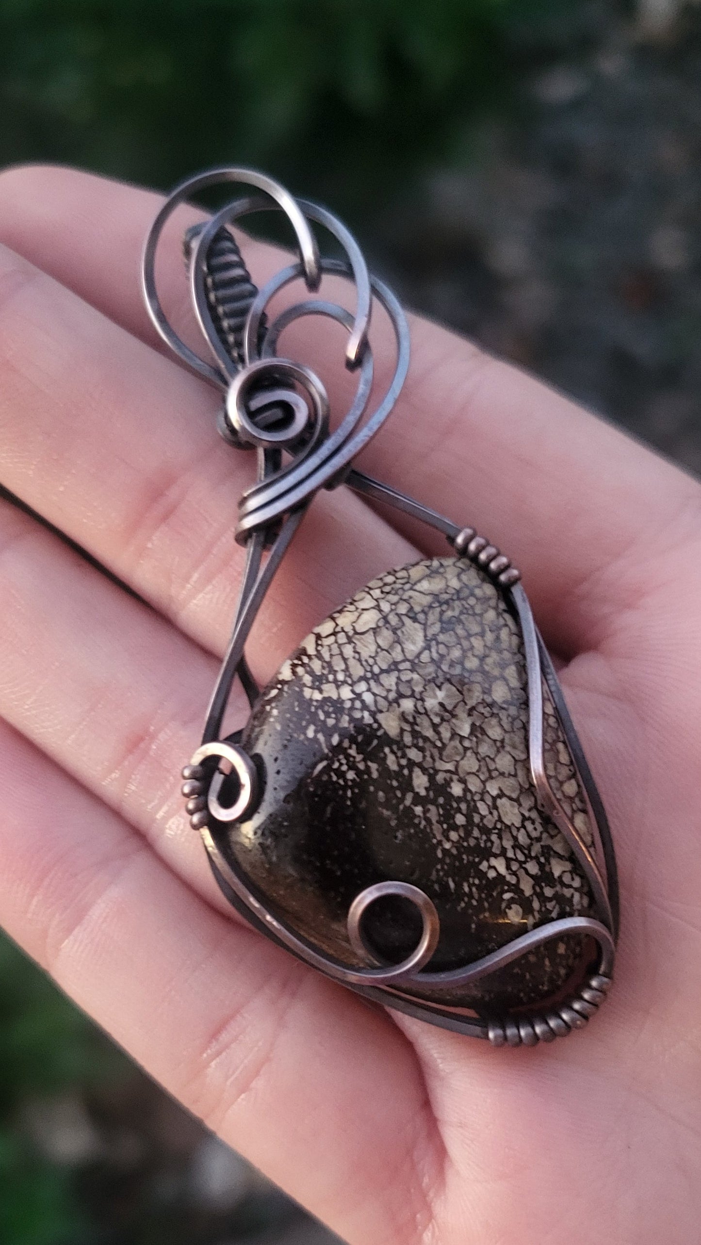 Gembone Cabochon Copper Pendant