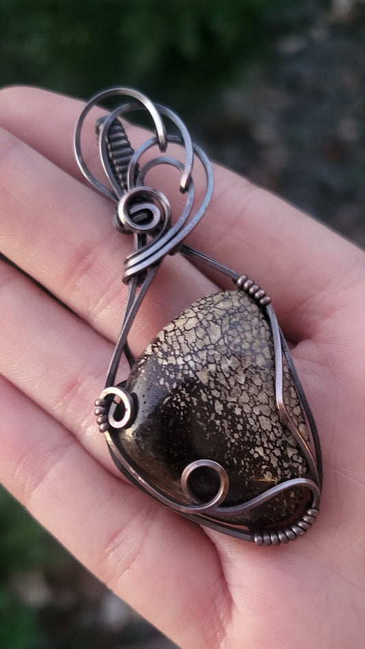 Gembone Cabochon Copper Pendant