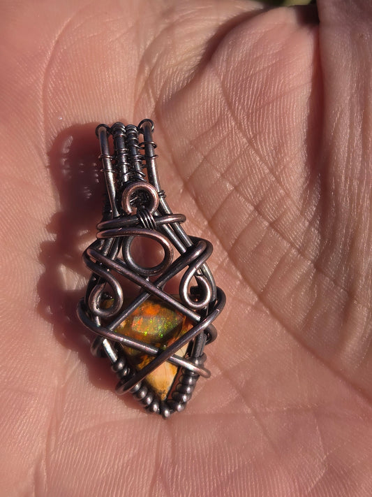Handcrafted Welo Fire Opal Pendant