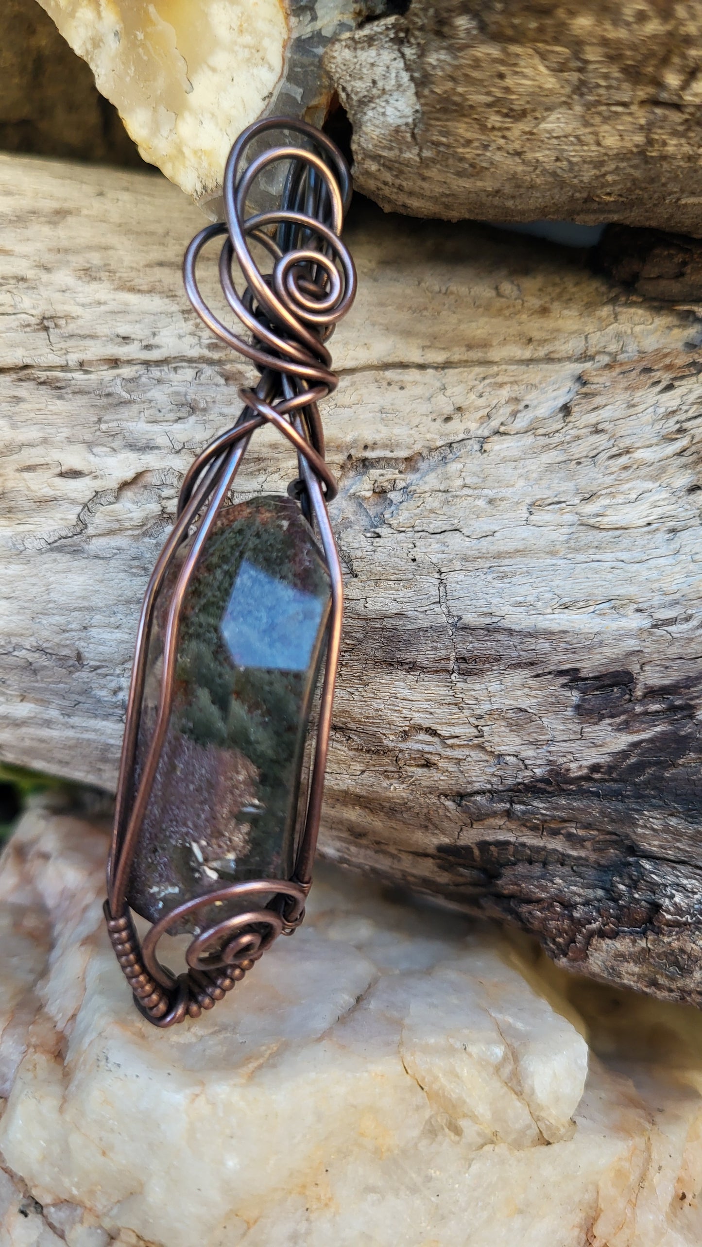 Garden Quartz Crystal Wire Wrap Pendant