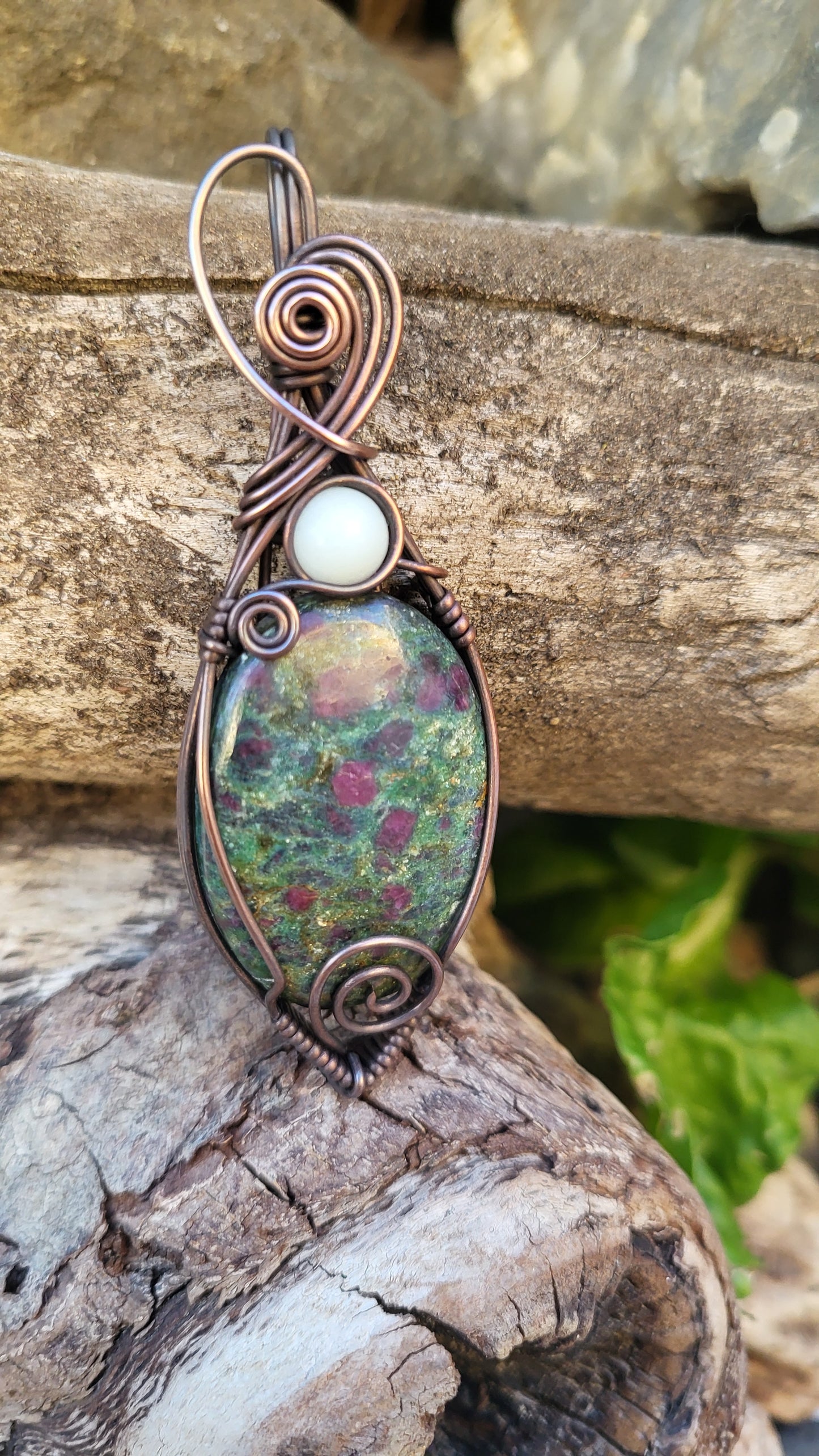 Ruby Fuchsite W/ Blue Glow Stone Accent Pendant