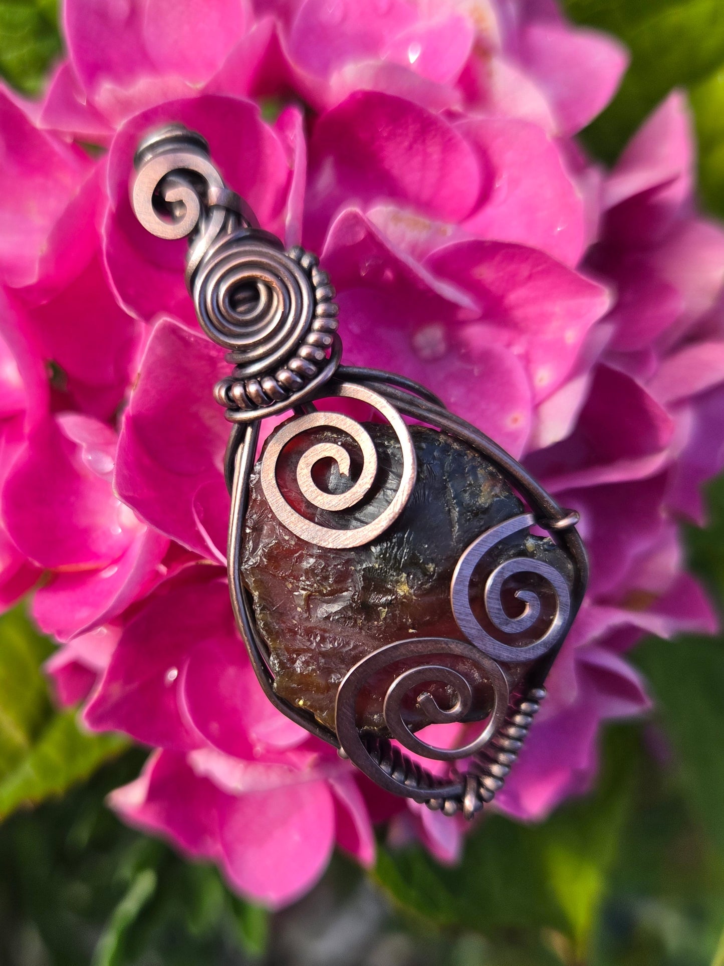 Baltic Amber Copper Wire Wrap Pendant