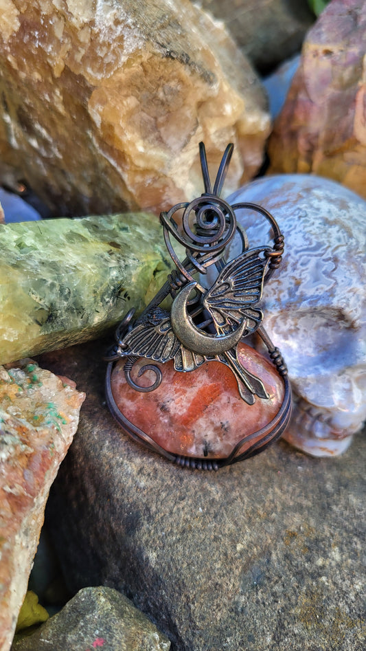 Sunstone Lunar Moth Pendant