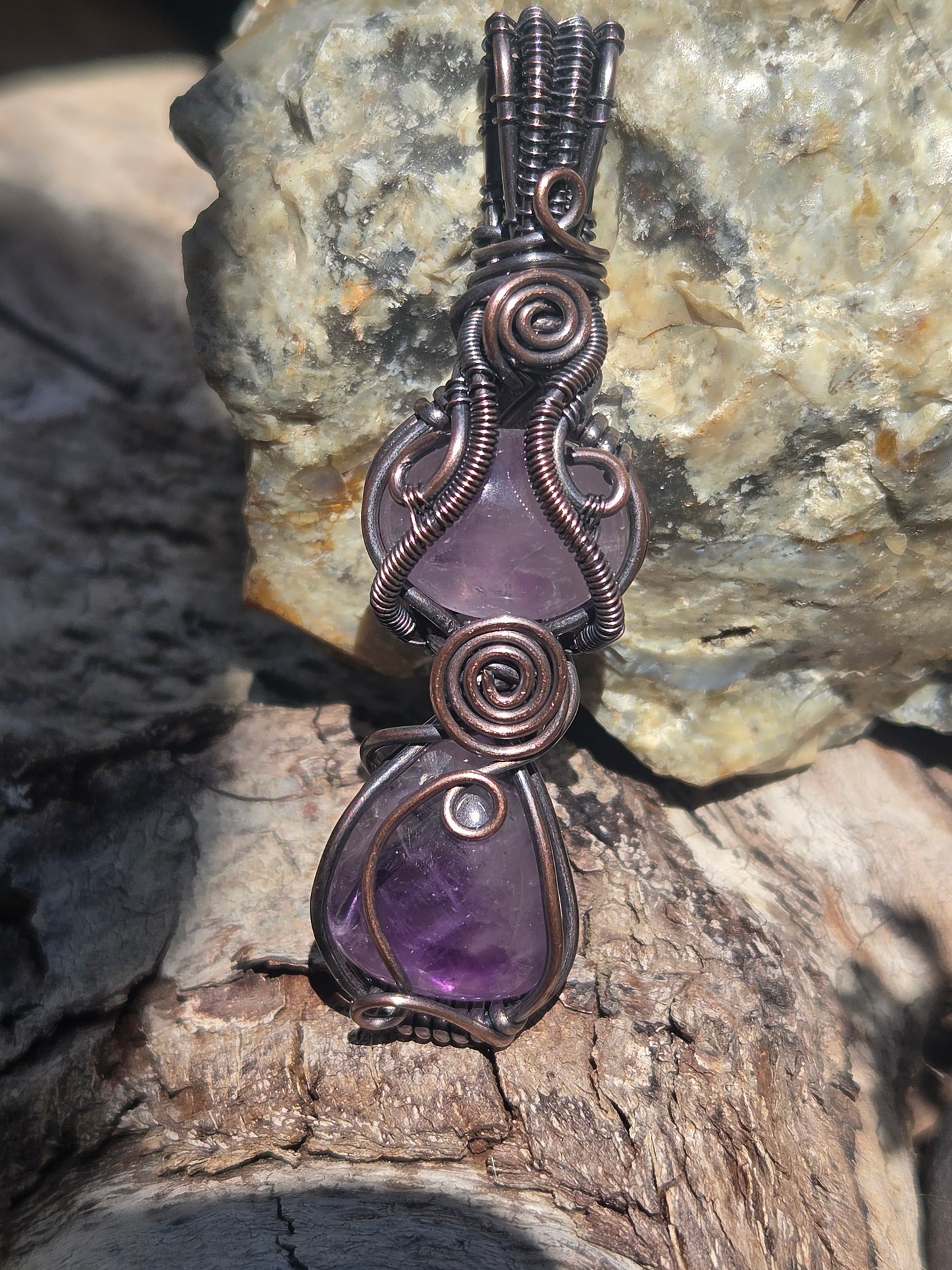 Double Amethyst Totem Pendant
