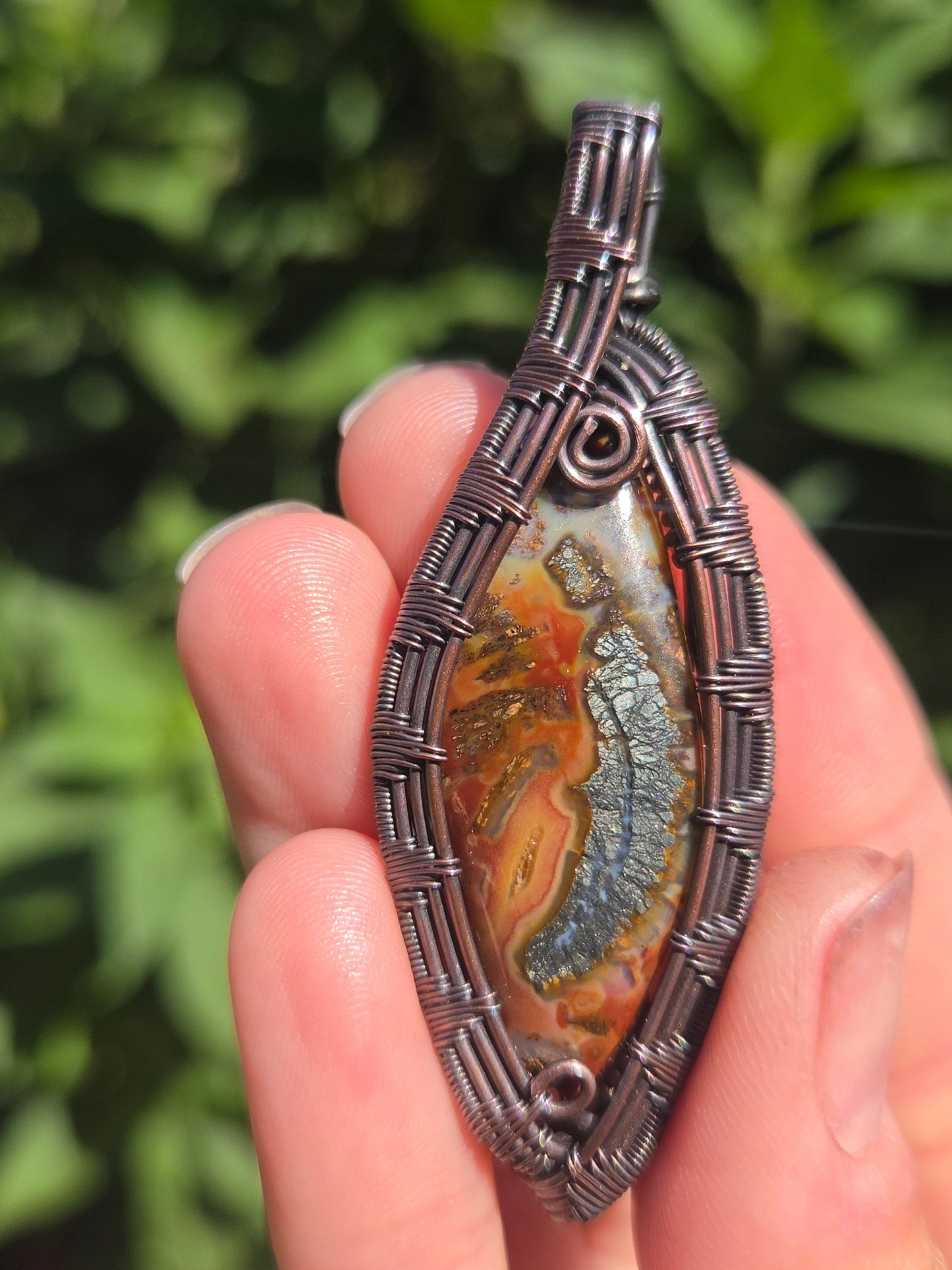 Marcasite Cabochon Copper Pendant