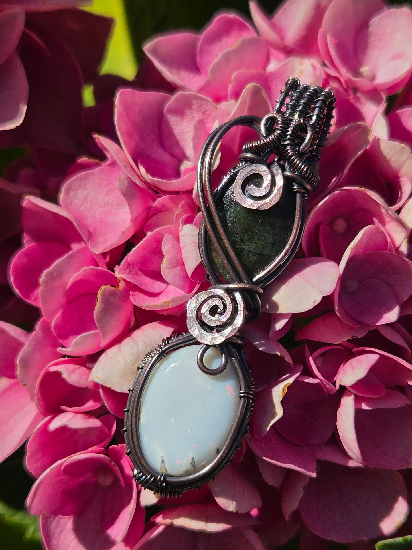 Faceted Emerald & Fire Opal Totem Pendant