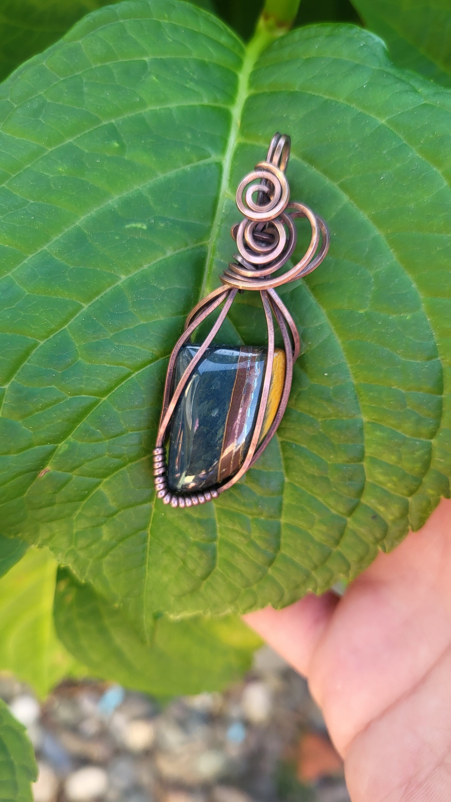 Hawks Eye Blue Tigers Eye Pendant