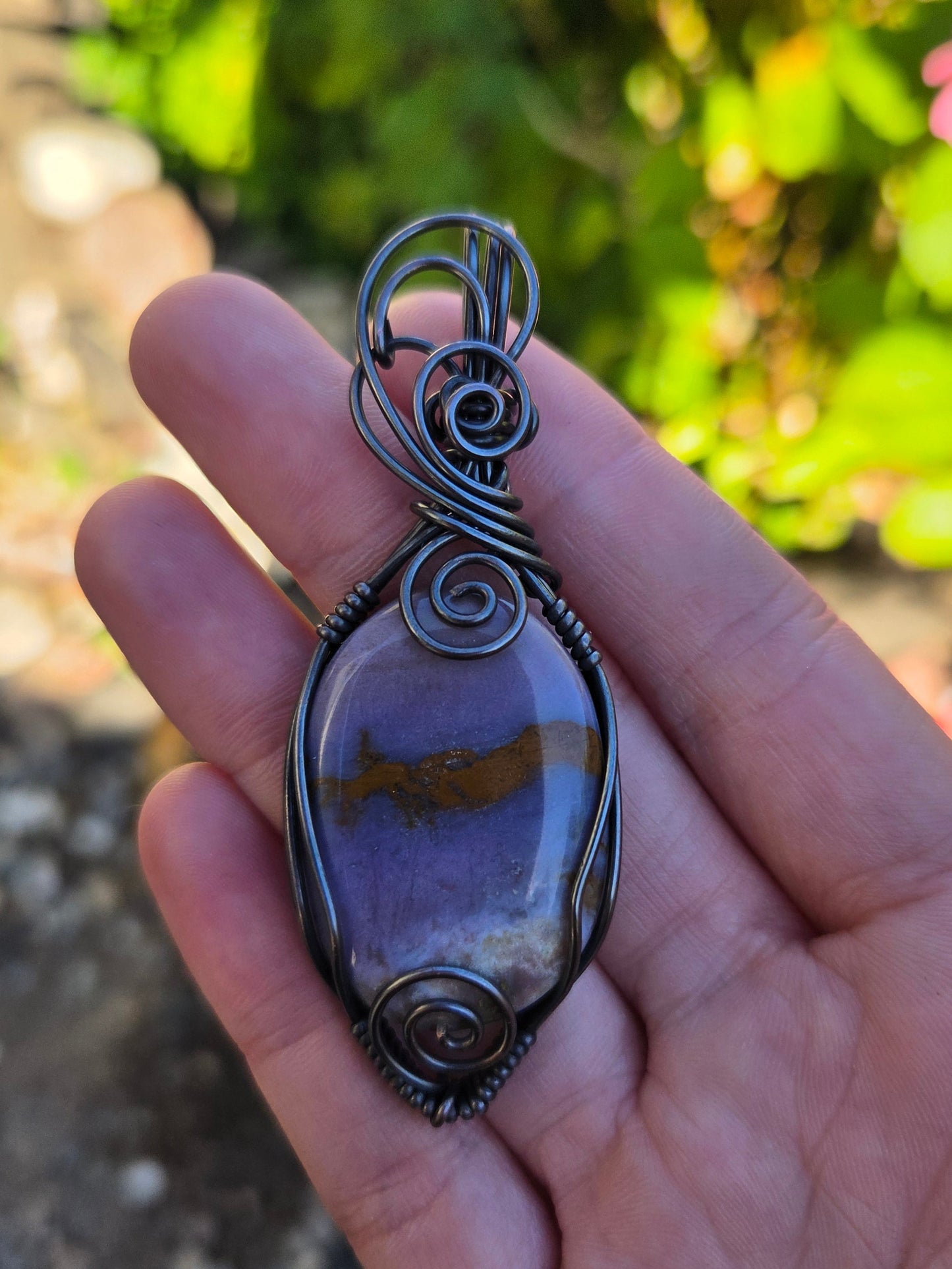 Burro Creek Agate Copper Wire Wrap Pendant