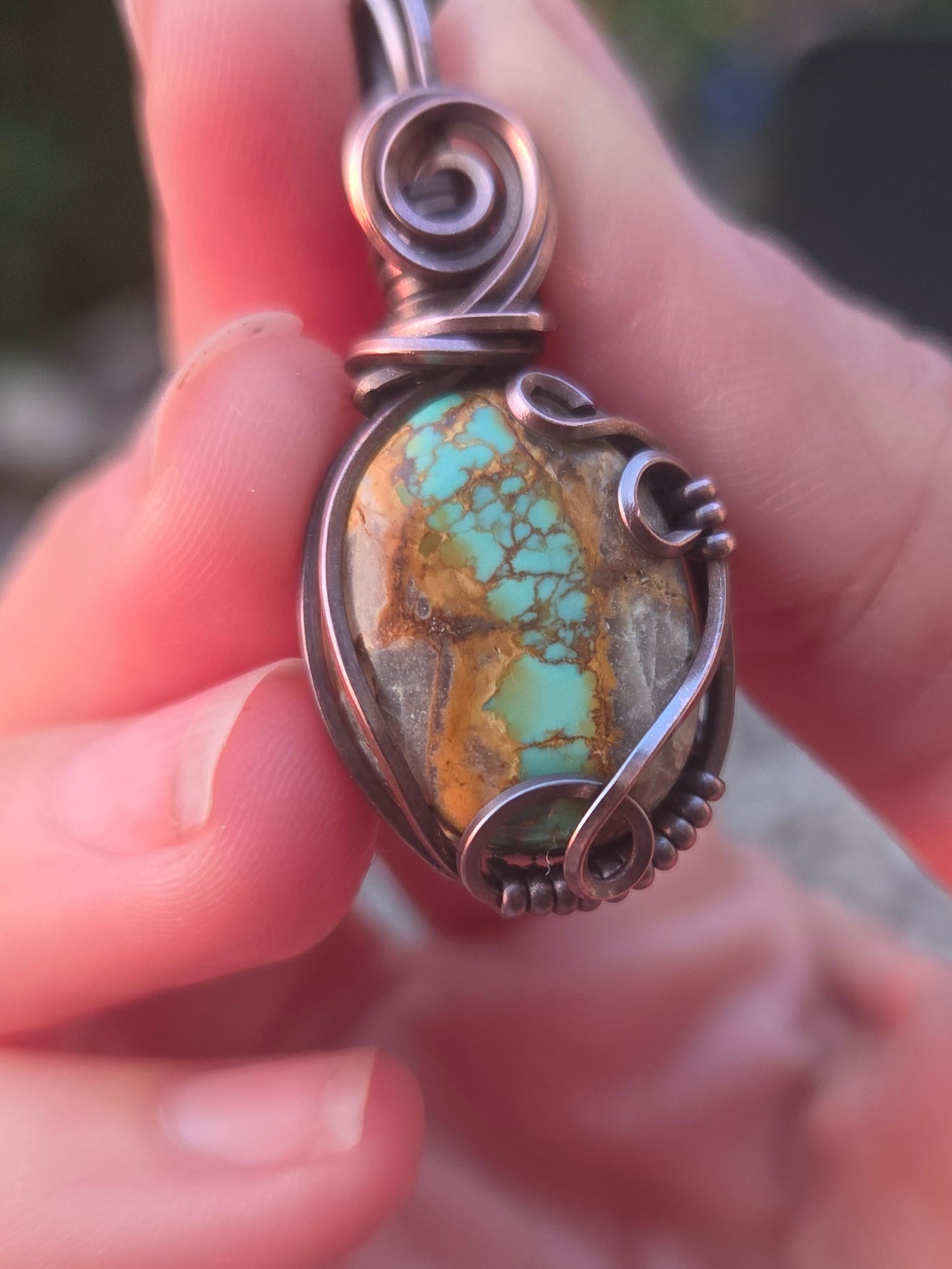 Royston Turquoise Cabochon Copper Pendant
