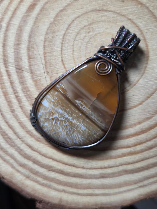 Opalized Palm Wood Cabochon Pendant