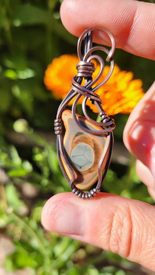 Polychrome Jasper Copper Wire Wrap Pendant