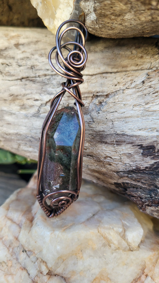 Garden Quartz Crystal Wire Wrap Pendant