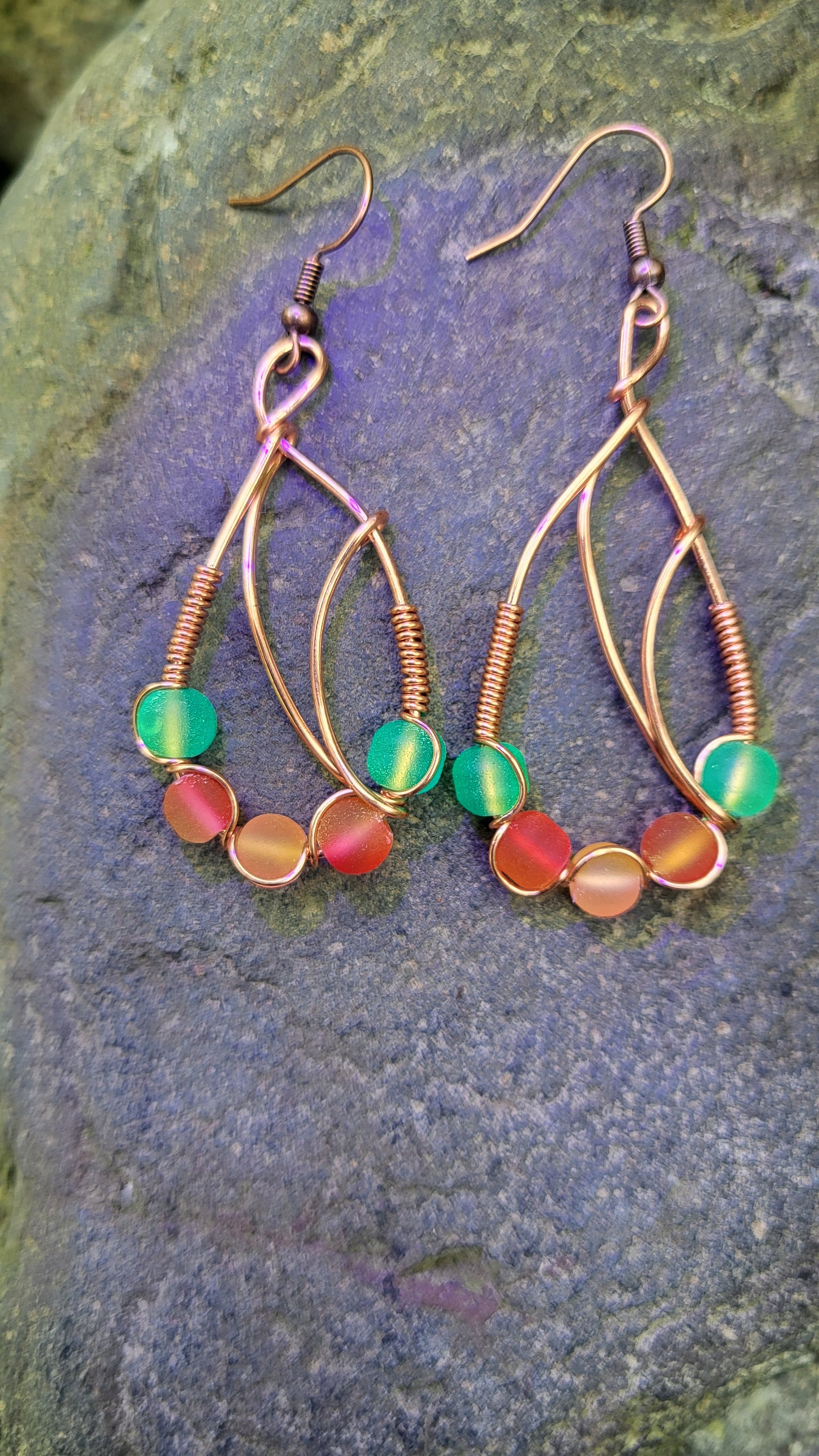 UV Reactive Glass Bead Boho Dangle Earrings