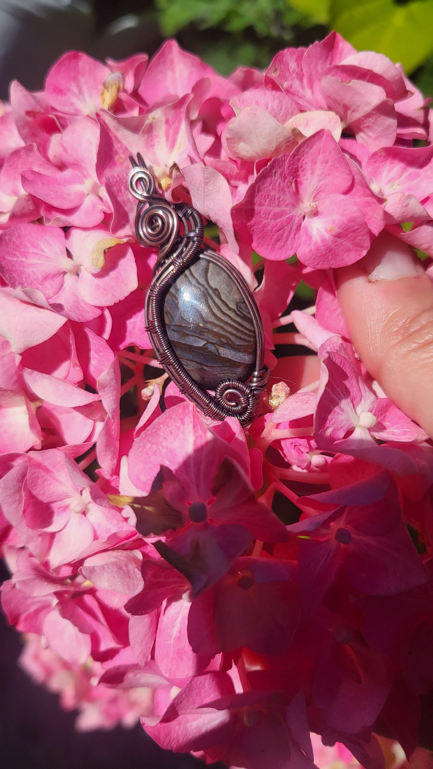 Biggs Jasper Cabochon Copper Wire Wrap Pendant