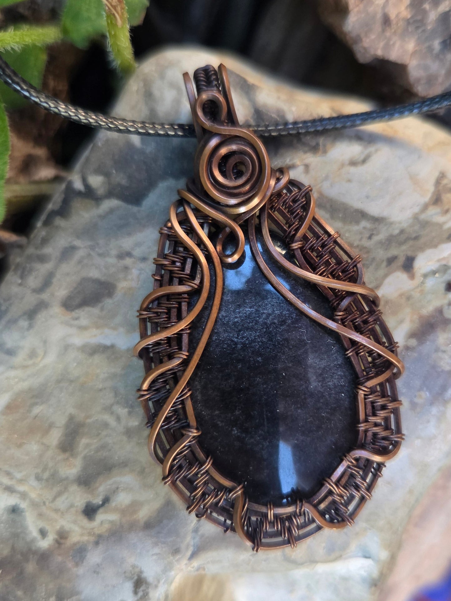 Silver Sheen Obsidian Pendant