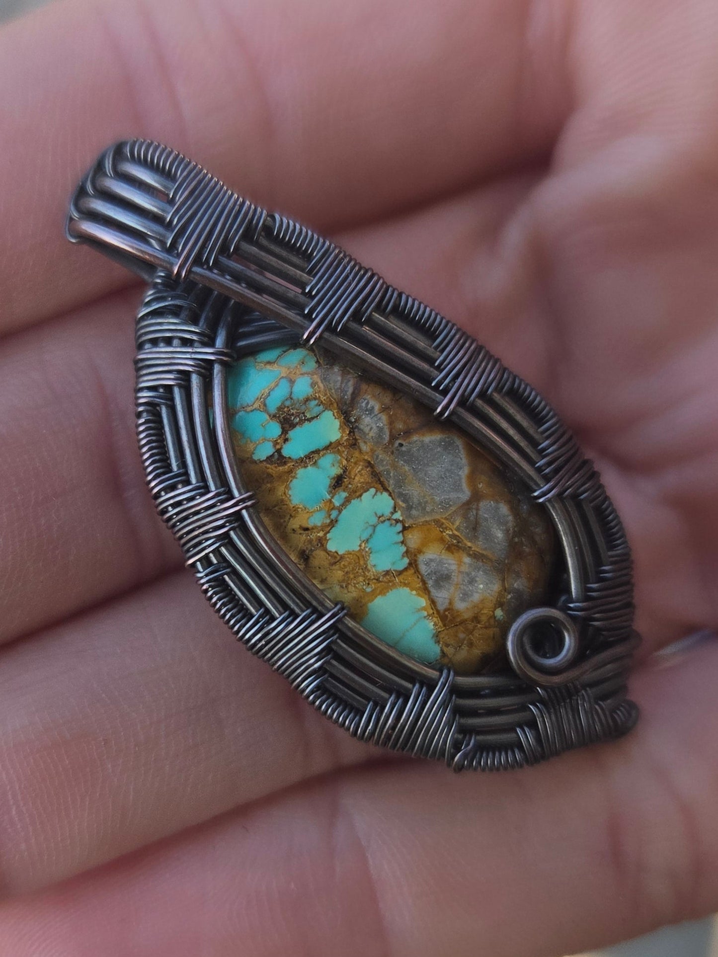 Royston Turquoise Artisan Cabochon Copper Pendant