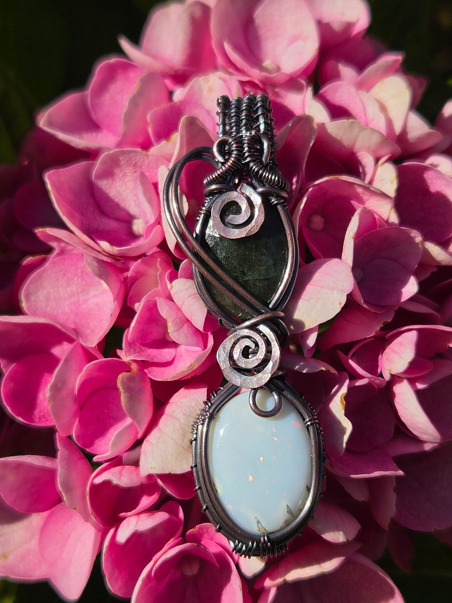 Faceted Emerald & Fire Opal Totem Pendant