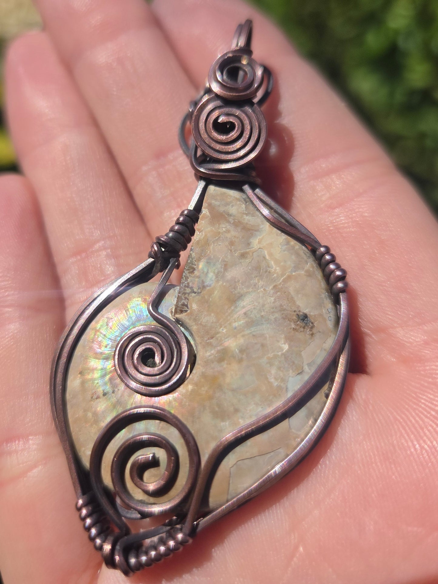 Double Sided Ammonite Fossil Pendant