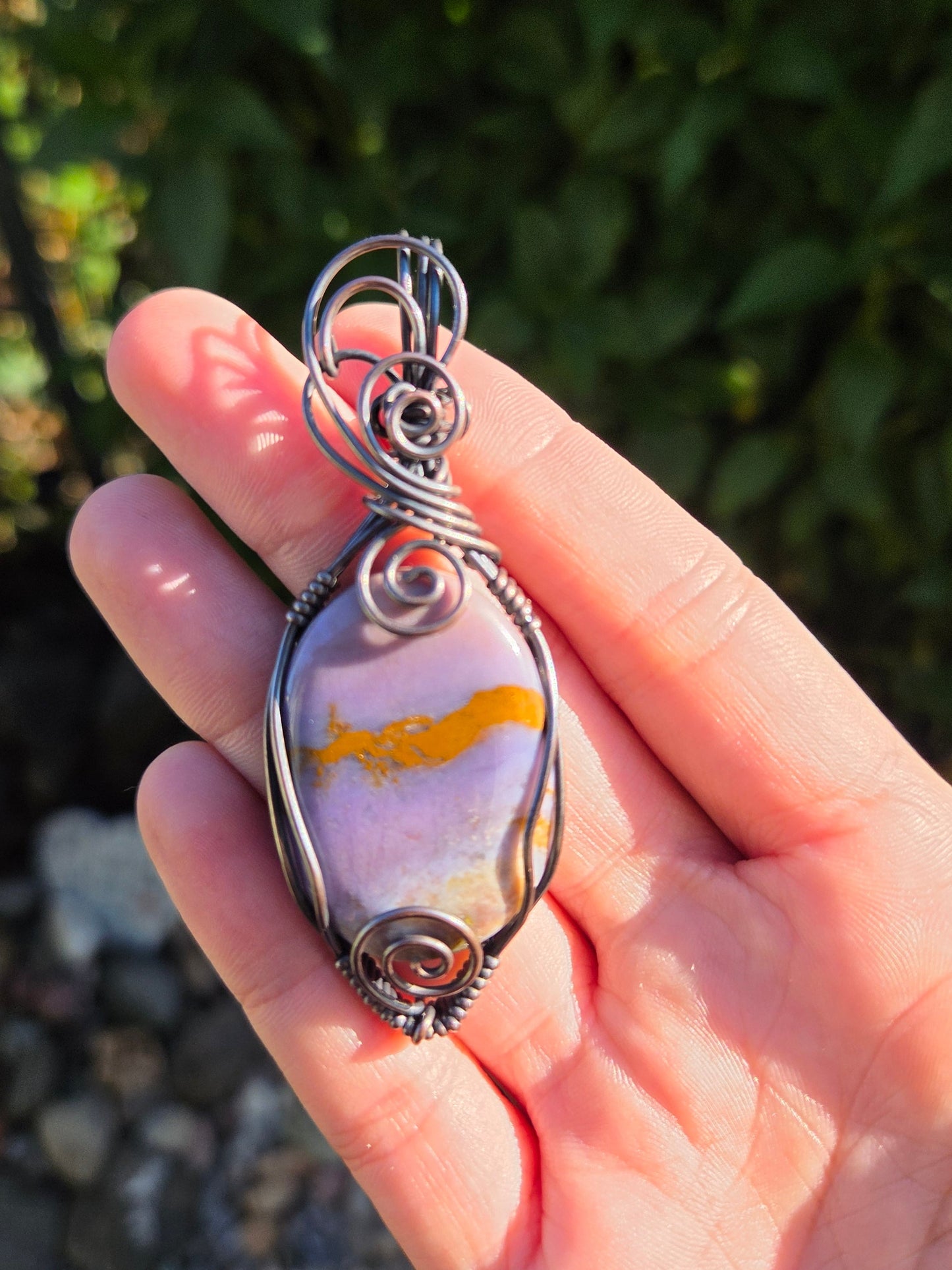 Burro Creek Agate Copper Wire Wrap Pendant