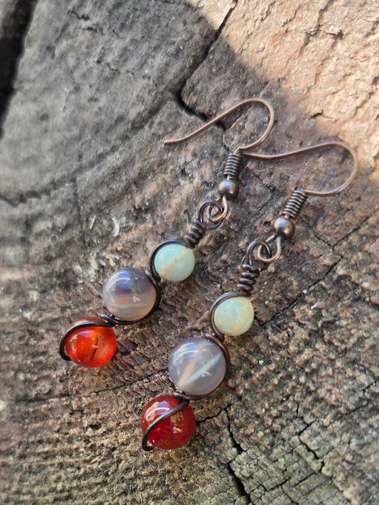 Agate & Jasper Stone Bead Earrings