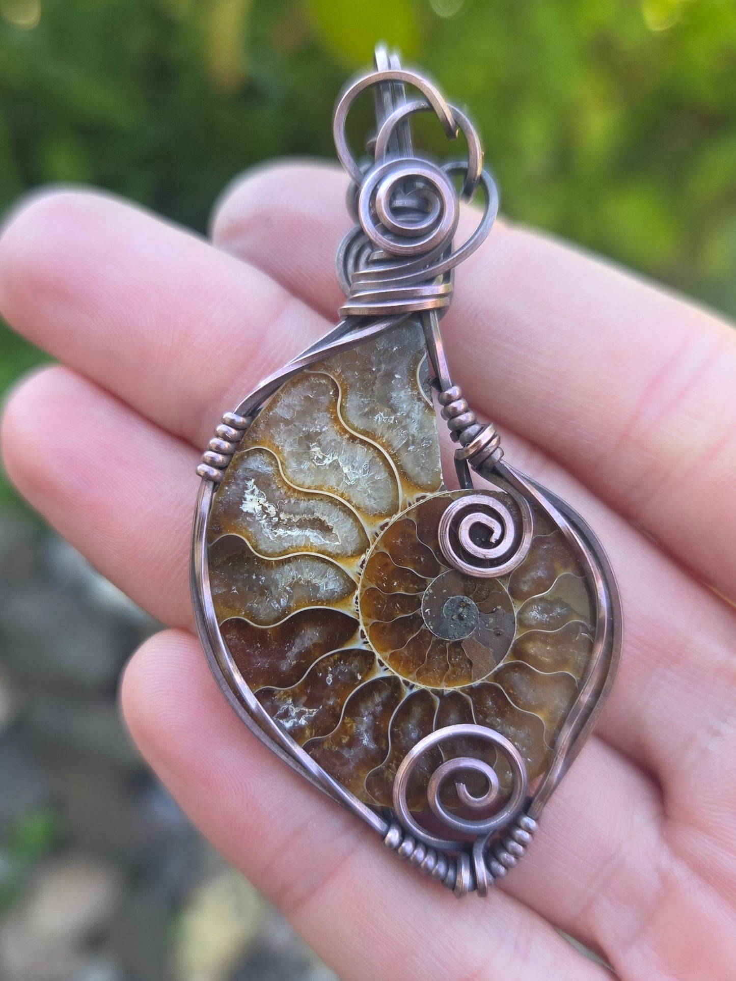 Double Sided Ammonite Fossil Pendant