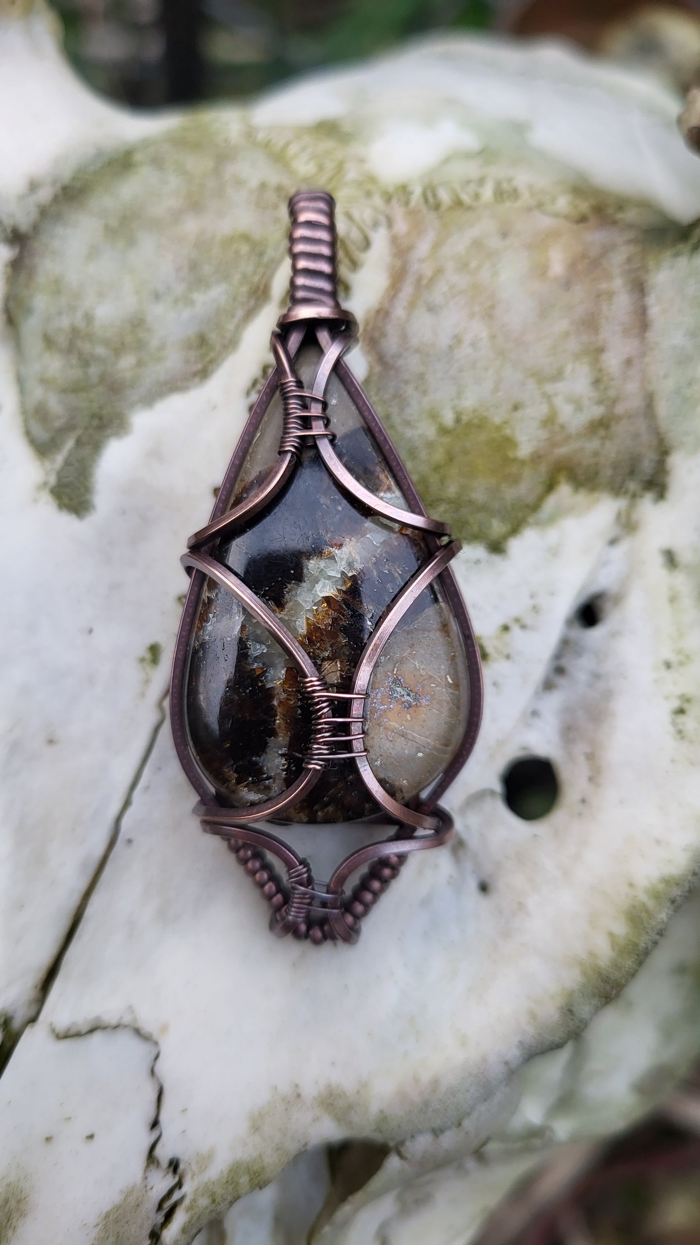 Septarian & Copper Pendant
