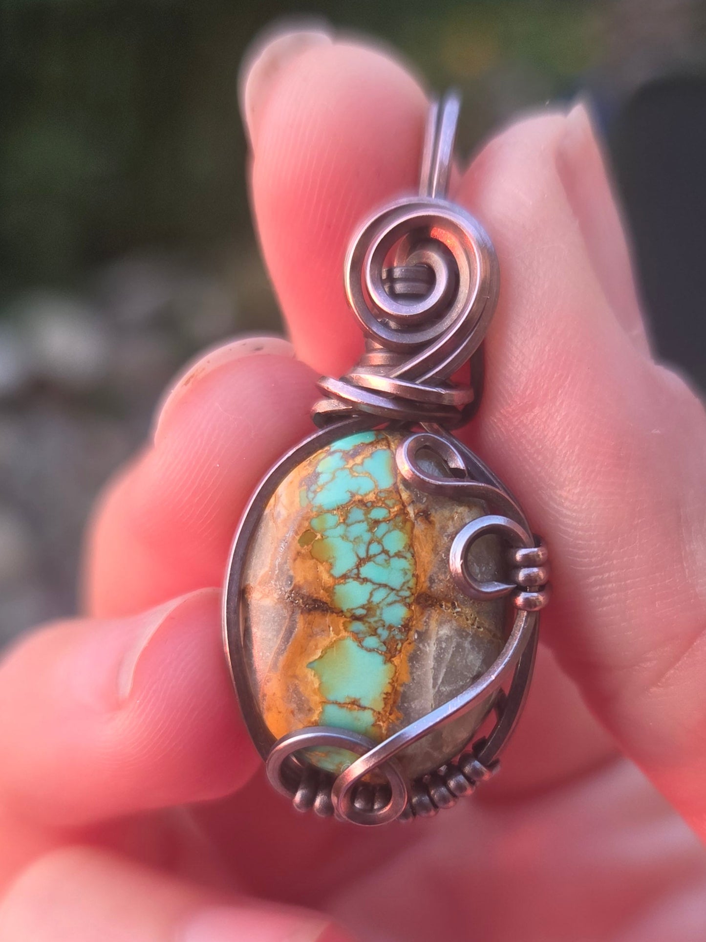 Royston Turquoise Cabochon Copper Pendant