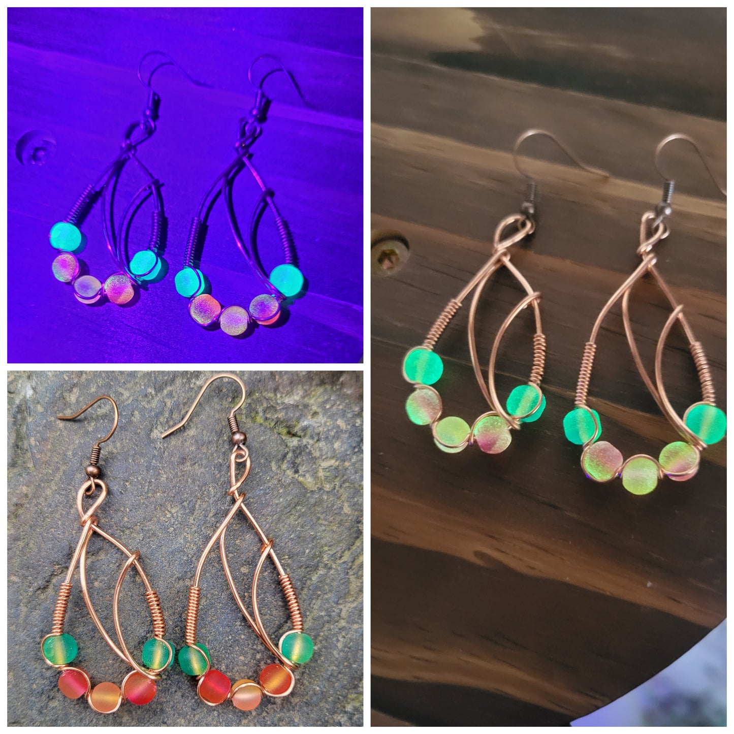 UV Reactive Glass Bead Boho Dangle Earrings