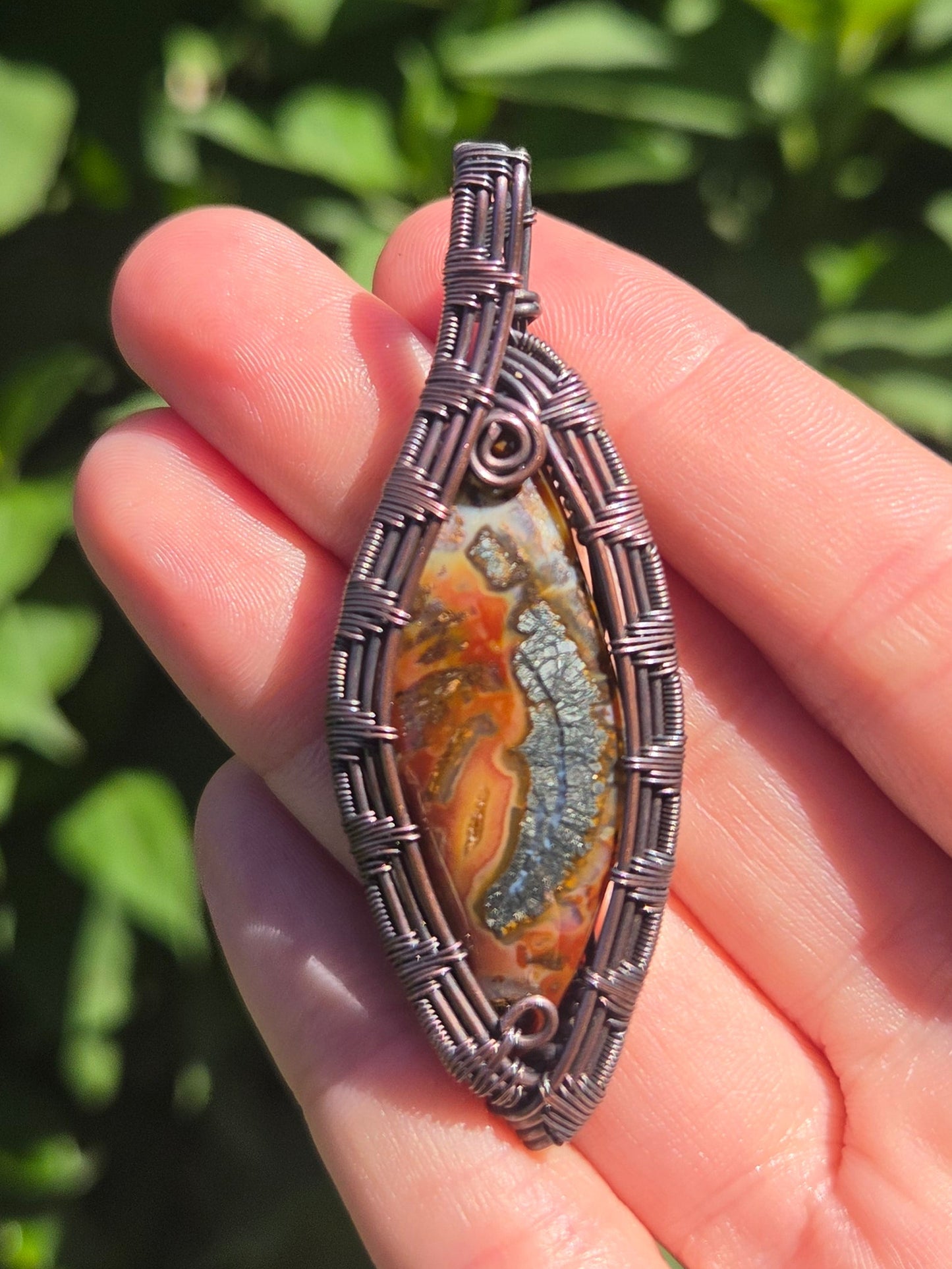 Marcasite Cabochon Copper Pendant
