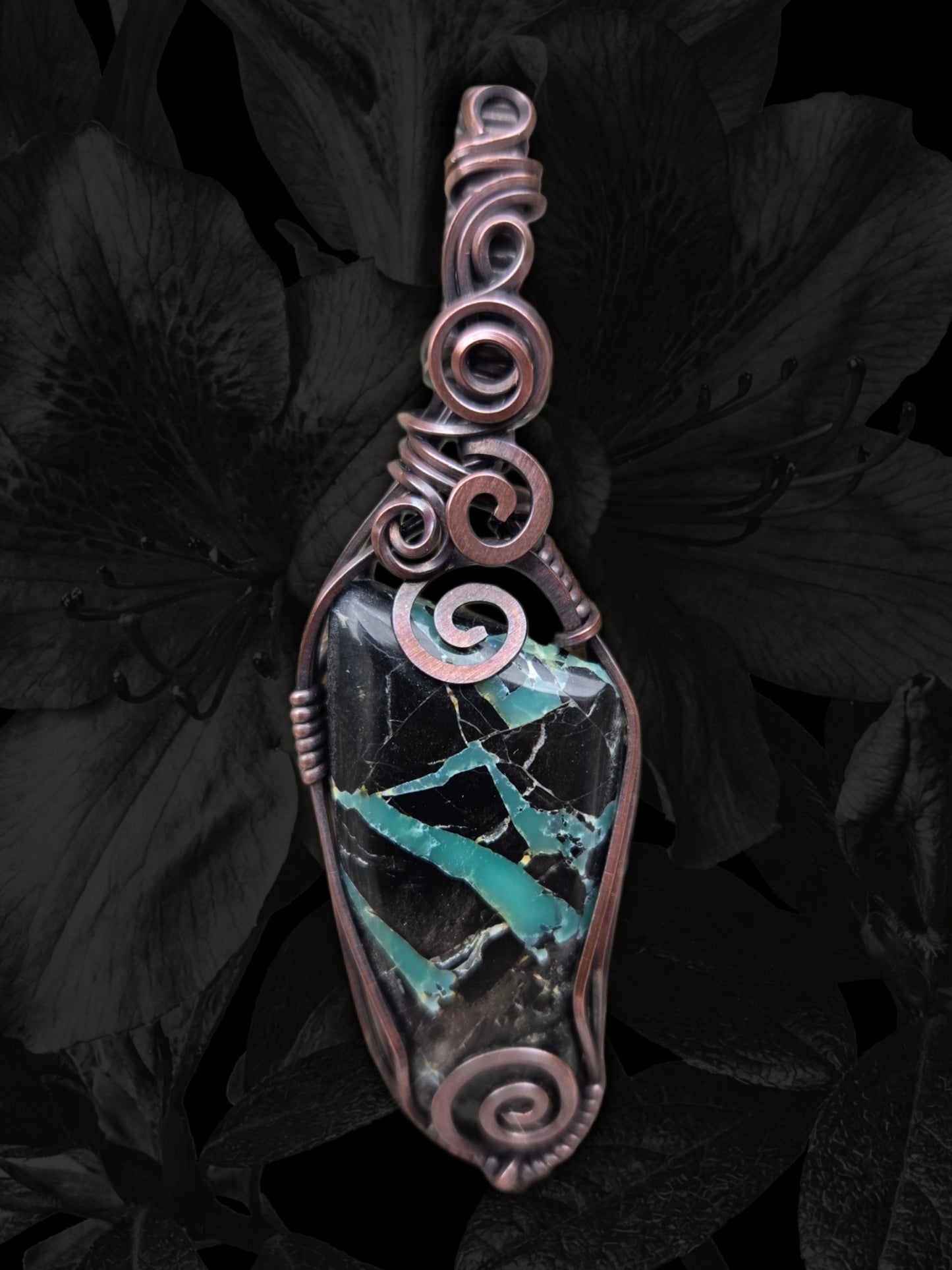 Super Fox Variscite Copper Wire Wrap Pendant