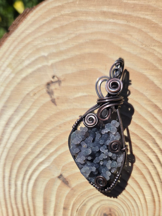 Grape Agate Cabochon Copper Pendant