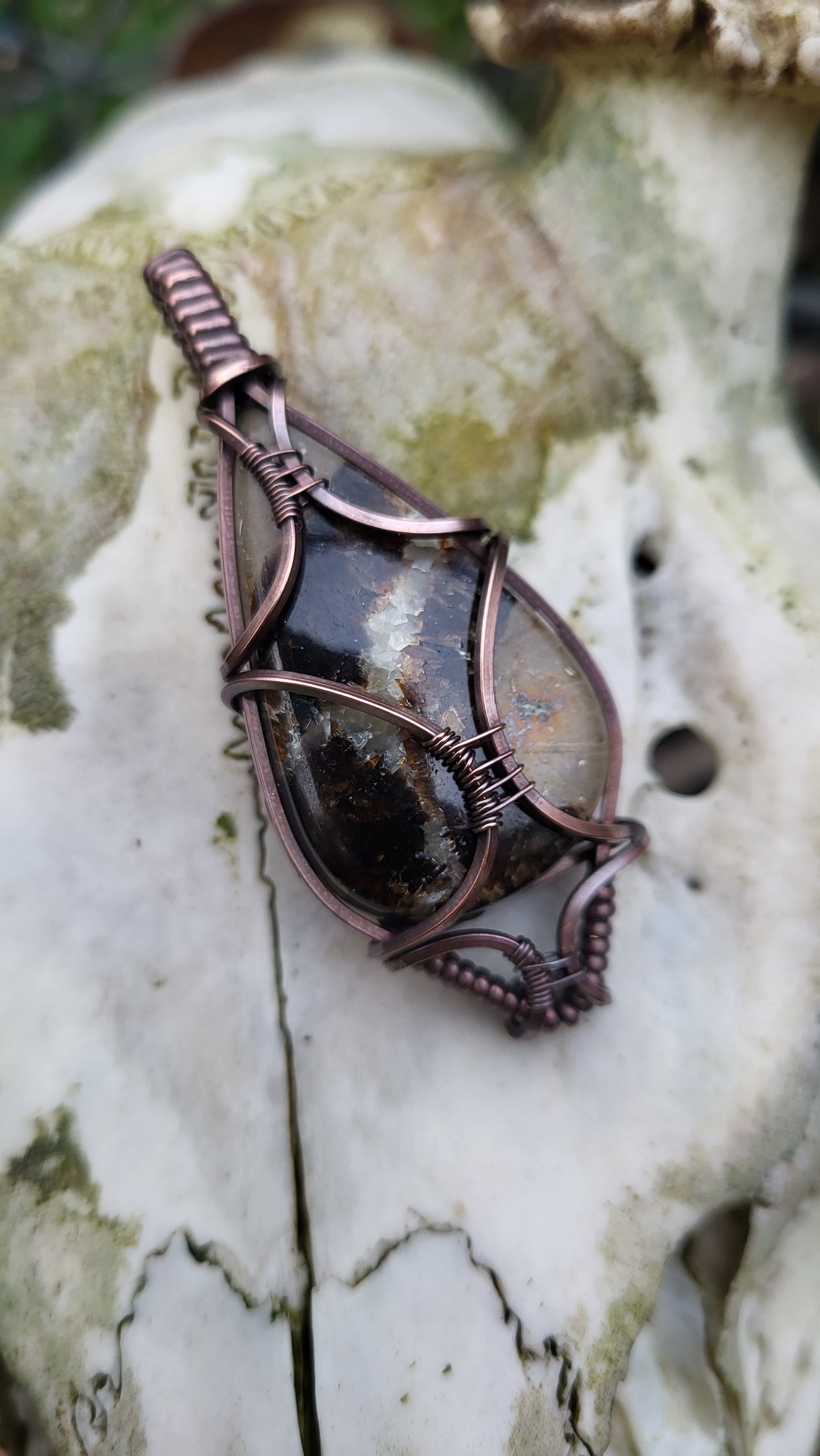 Septarian & Copper Pendant