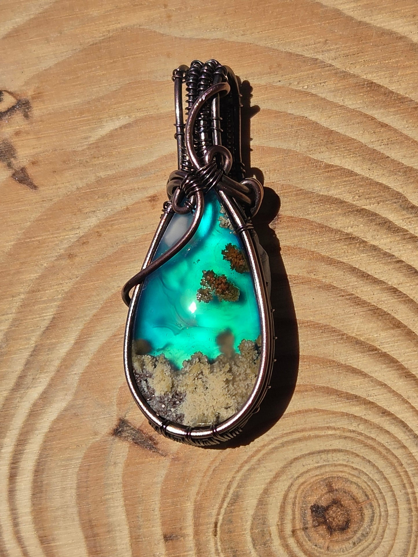 Moss Agate Aurora Opal Doublet Pendant