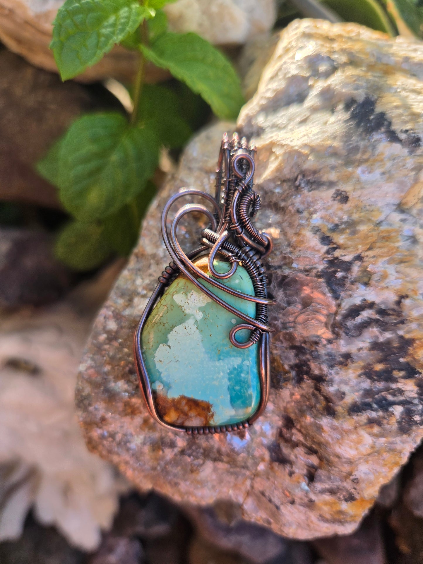 Handcrafted Royston Turquoise Copper Pendant