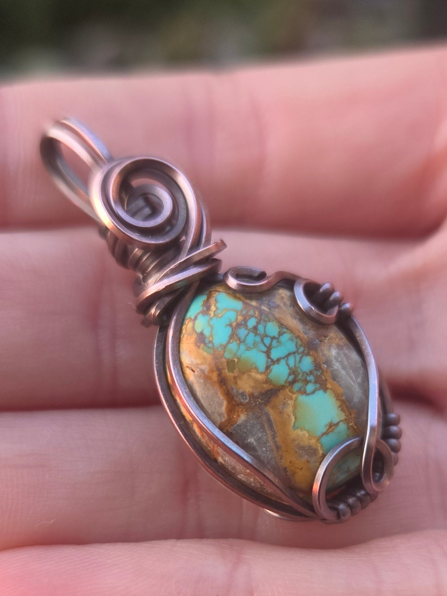 Royston Turquoise Cabochon Copper Pendant