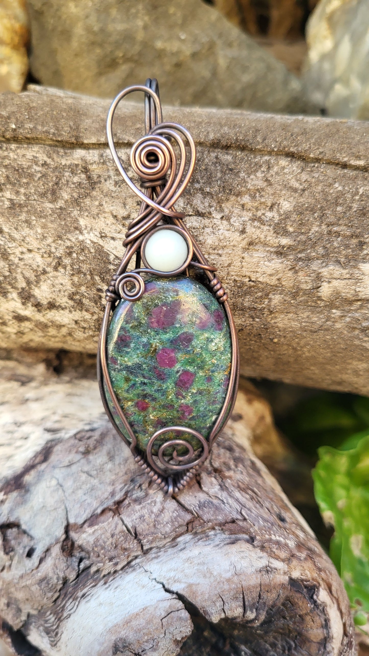 Ruby Fuchsite W/ Blue Glow Stone Accent Pendant