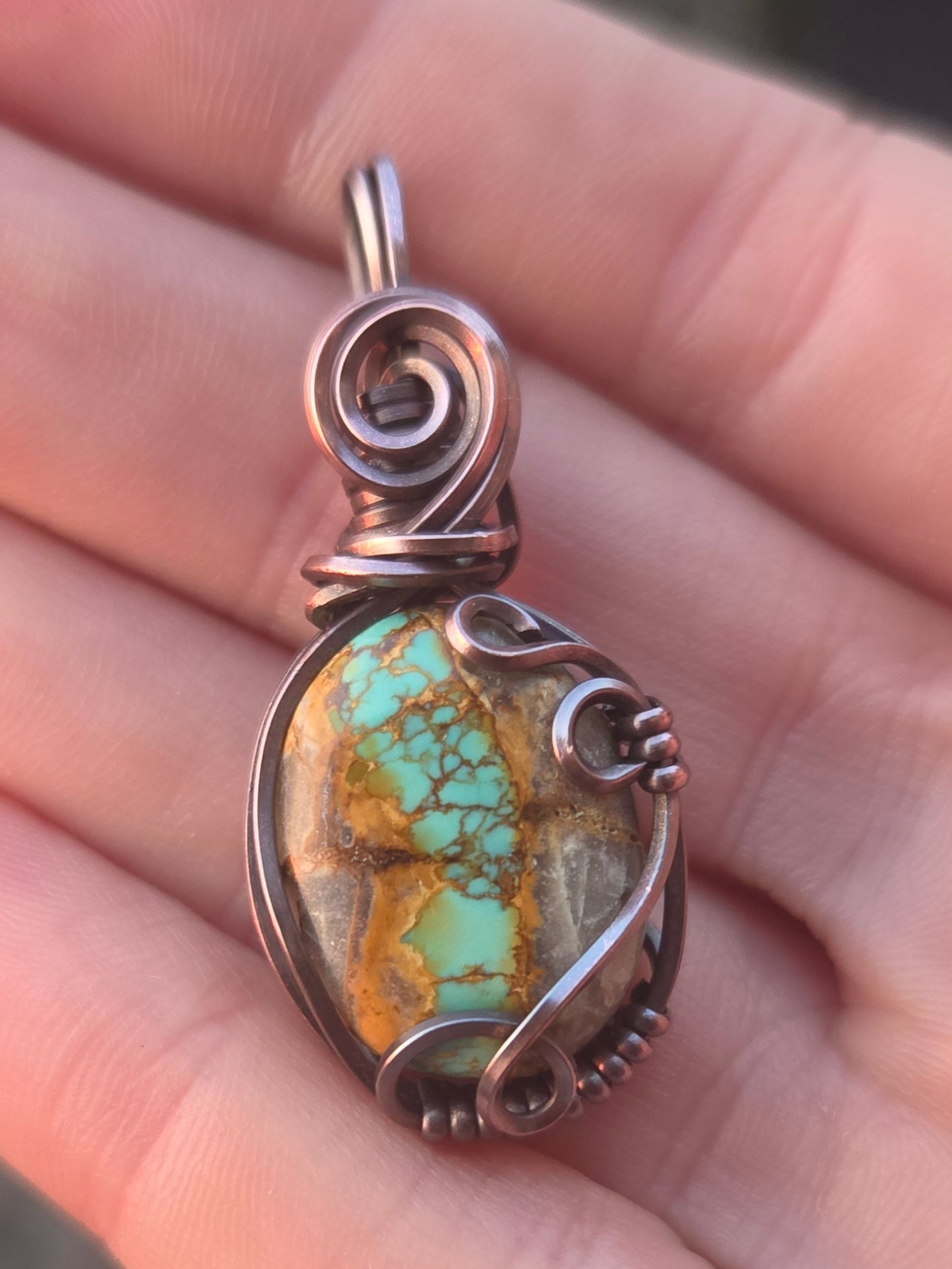Royston Turquoise Cabochon Copper Pendant